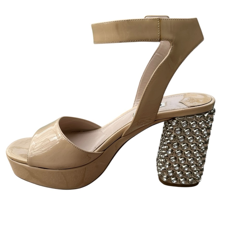 Miu Miu Patent Jewel Heel Platform Sandal Nude Size 39 - Picture 14 of 16
